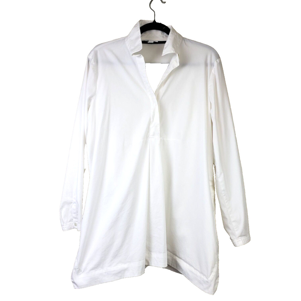 J‎ Jill Womens S The White Shirt Collection Top Long Sleeve Poplin Crisp Tunic
